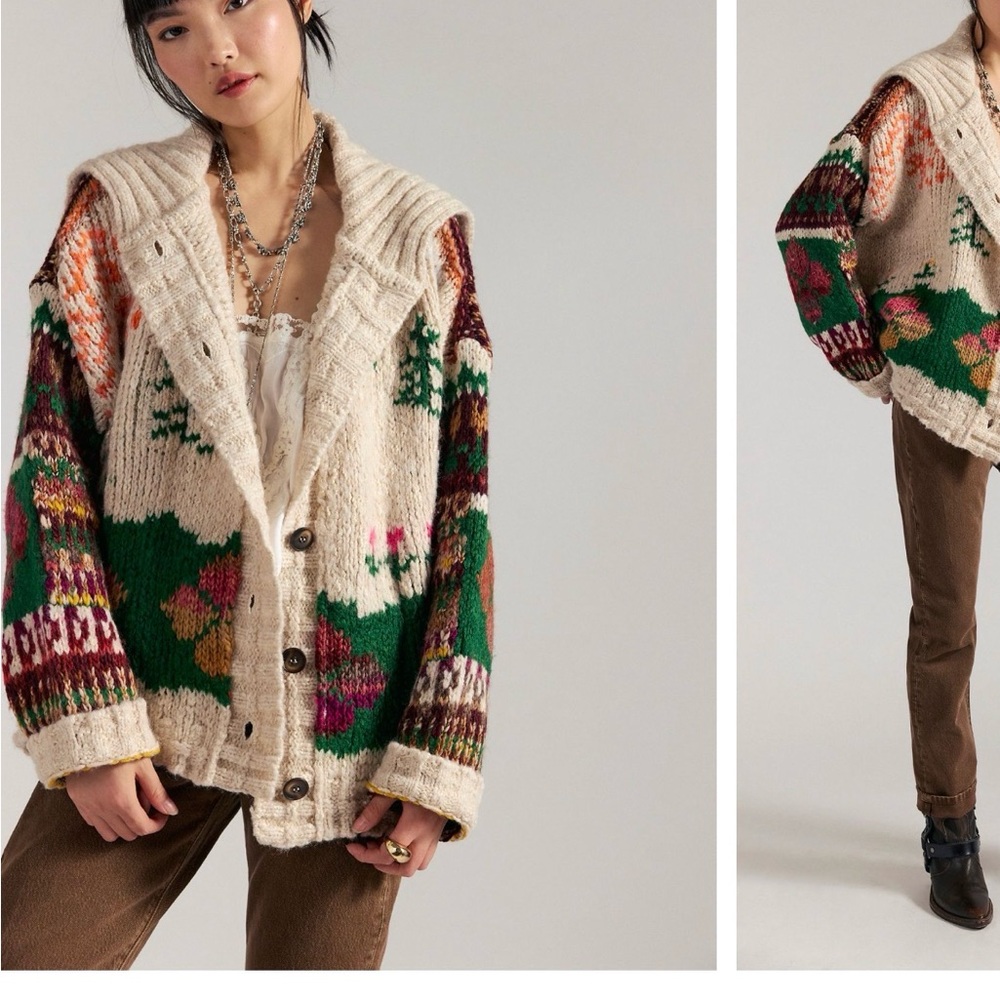 Free People Colorful Knit Cardigan